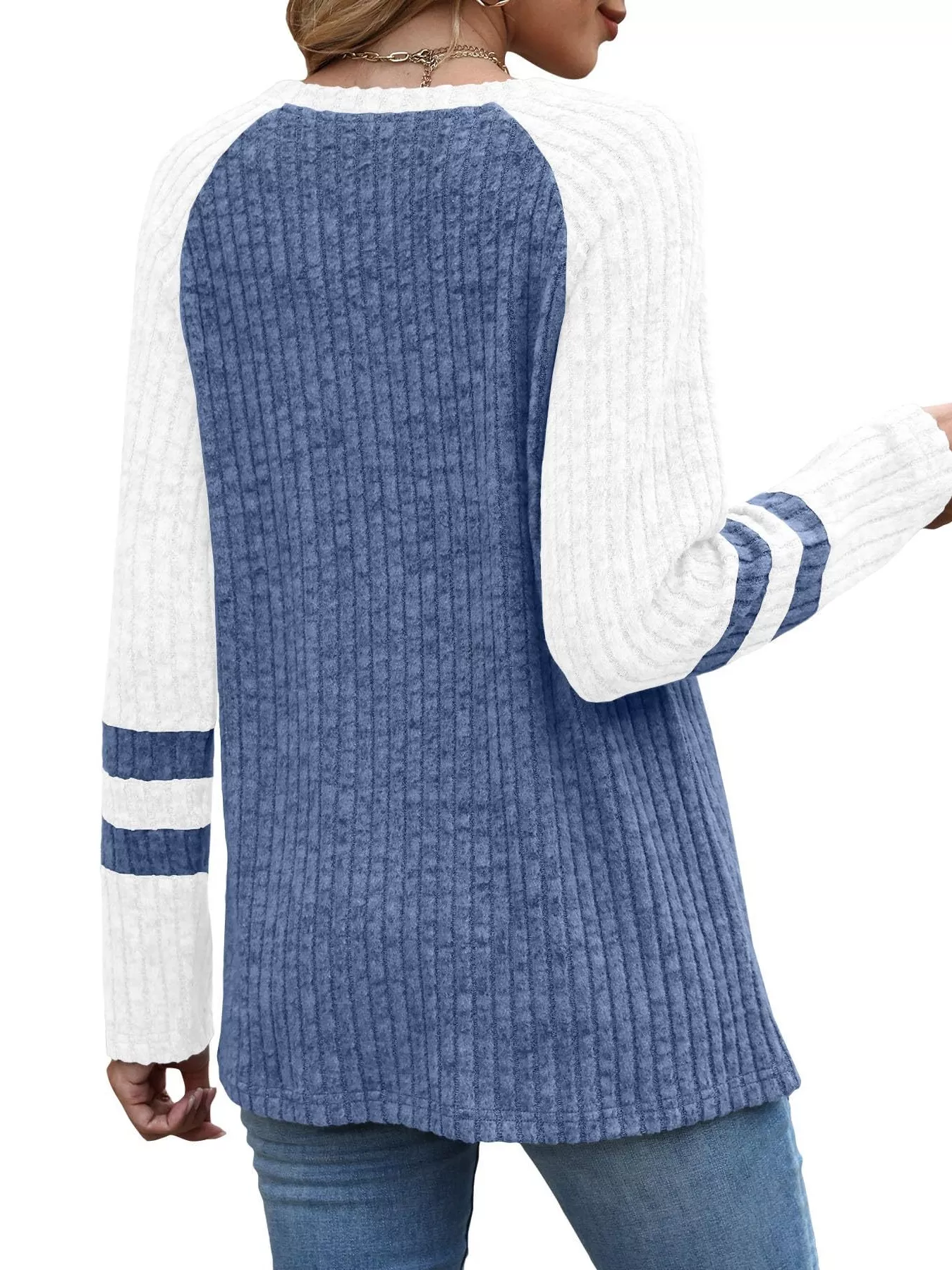 Ribbed Round Neck Raglan Sleeve Top - Image 15
