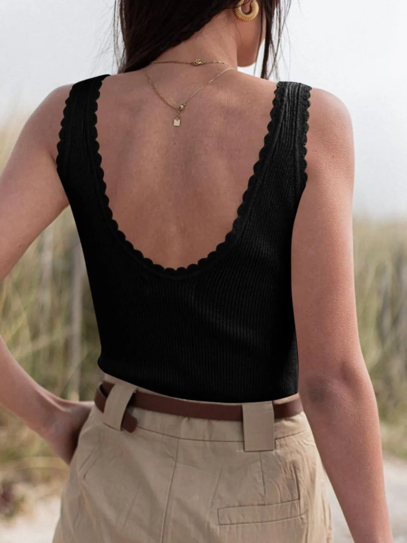 Ribbed Scoop Neck Tank Top - Image 11
