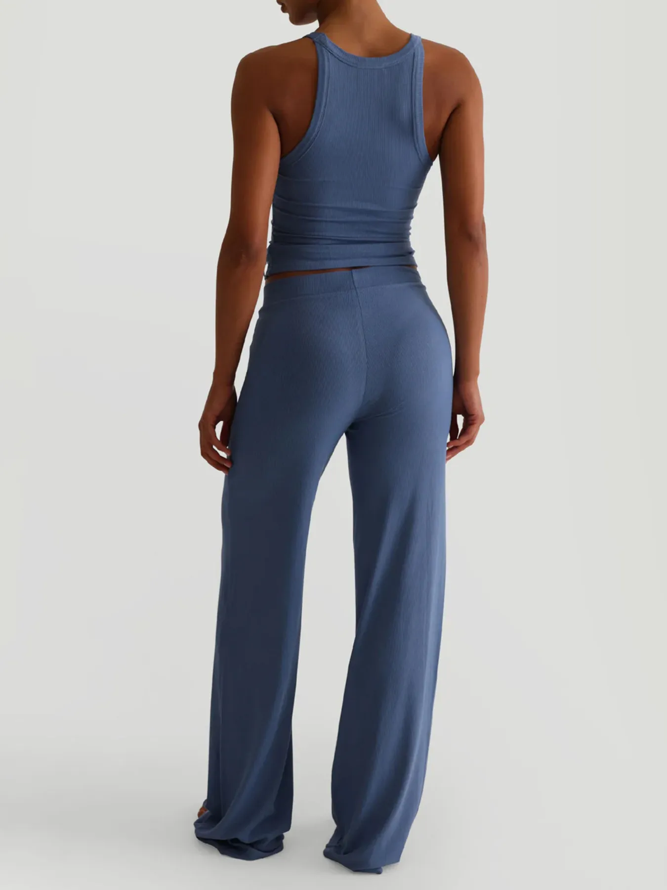 Ribbed Tank and High-Waisted Pants Active Set - Image 3