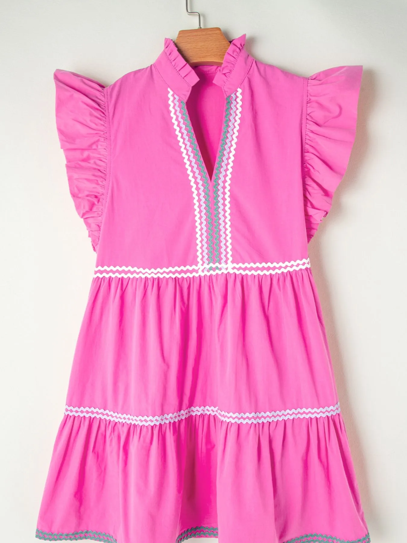 Ric Rac Colorblock Flutter Sleeve Tiered Dress - Image 6
