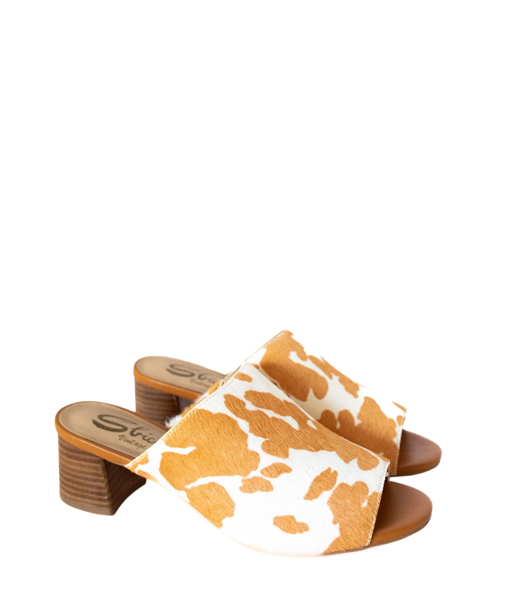 Richwood Peeptoe Tan and White Cowhide Slide - Image 14