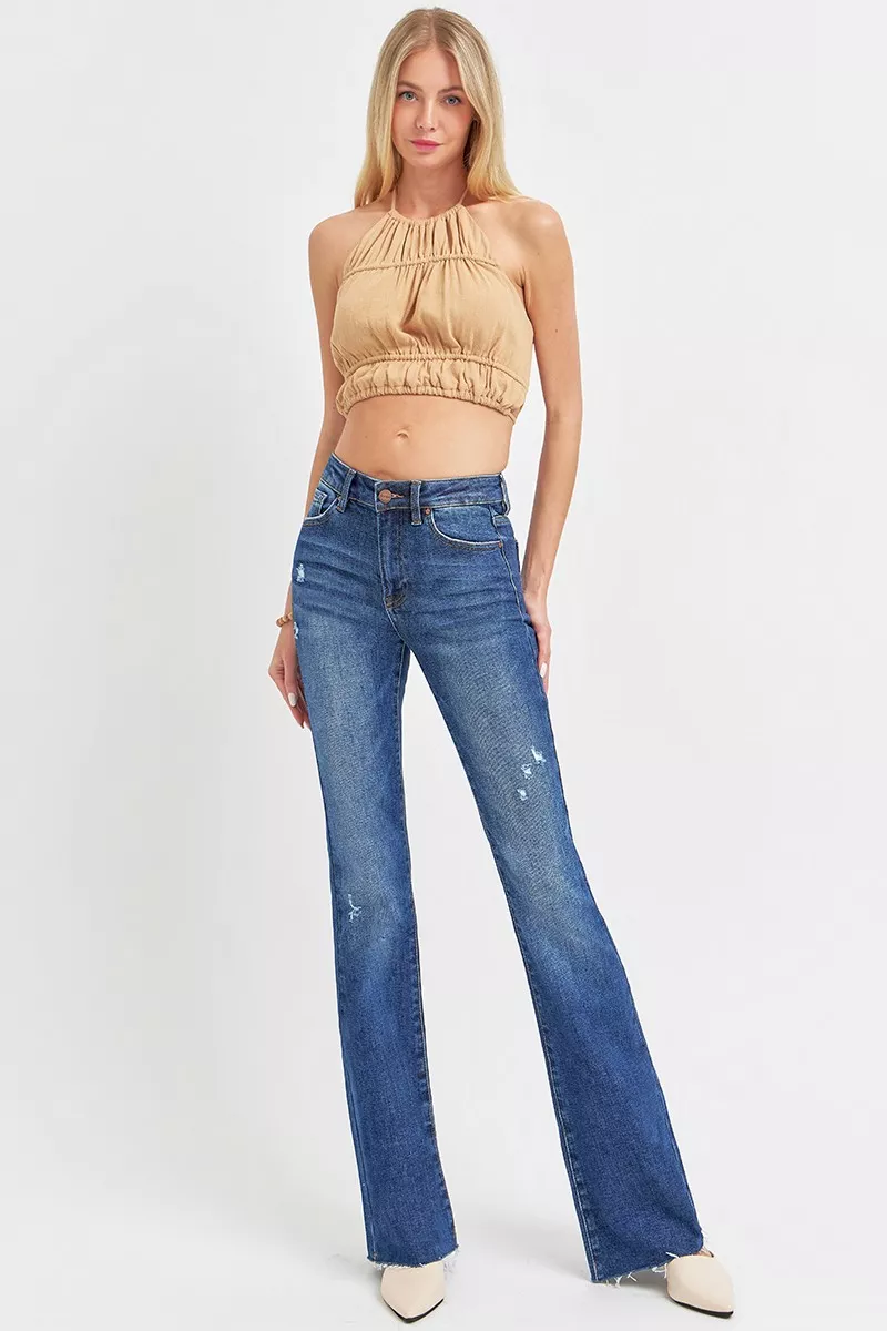 RISEN Full Size Distressed Mid Rise Flare Jeans Plus Size - Image 7