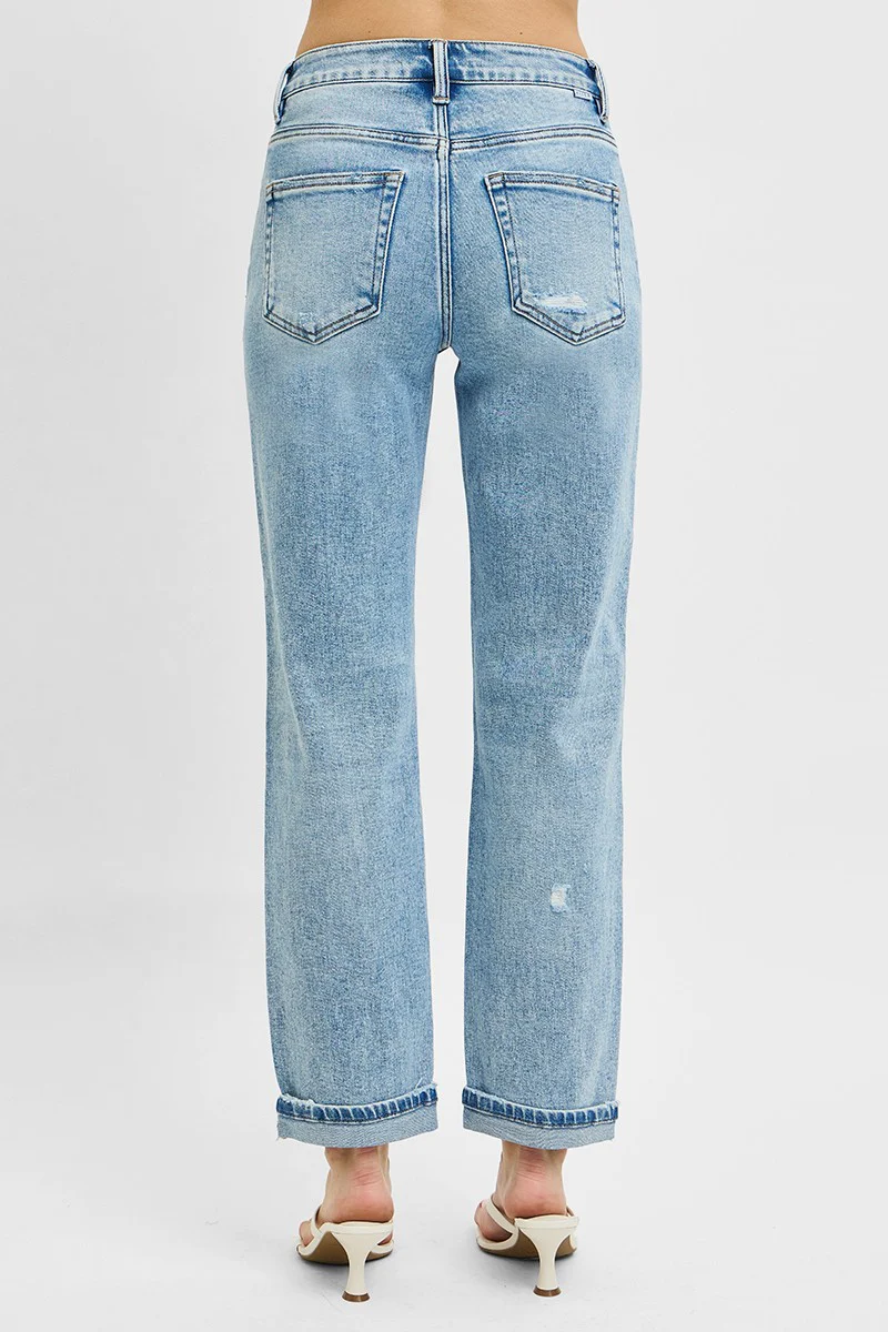 RISEN Full Size High Rise Ankle Boyfriend Distressed Jeans Plus Size - Image 2