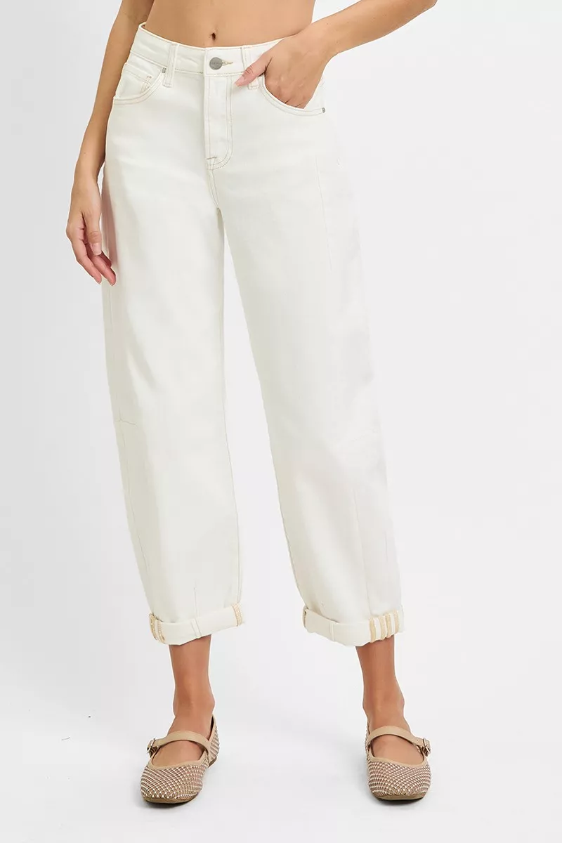 RISEN Full Size High Rise Barrel Cropped Jeans Plus Size - Image 2