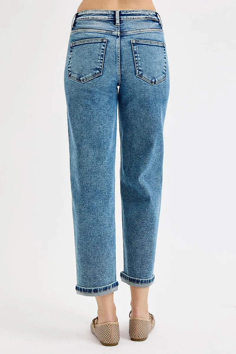RISEN Full Size High Rise Crop Boyfriend Jeans Plus Size - Image 5