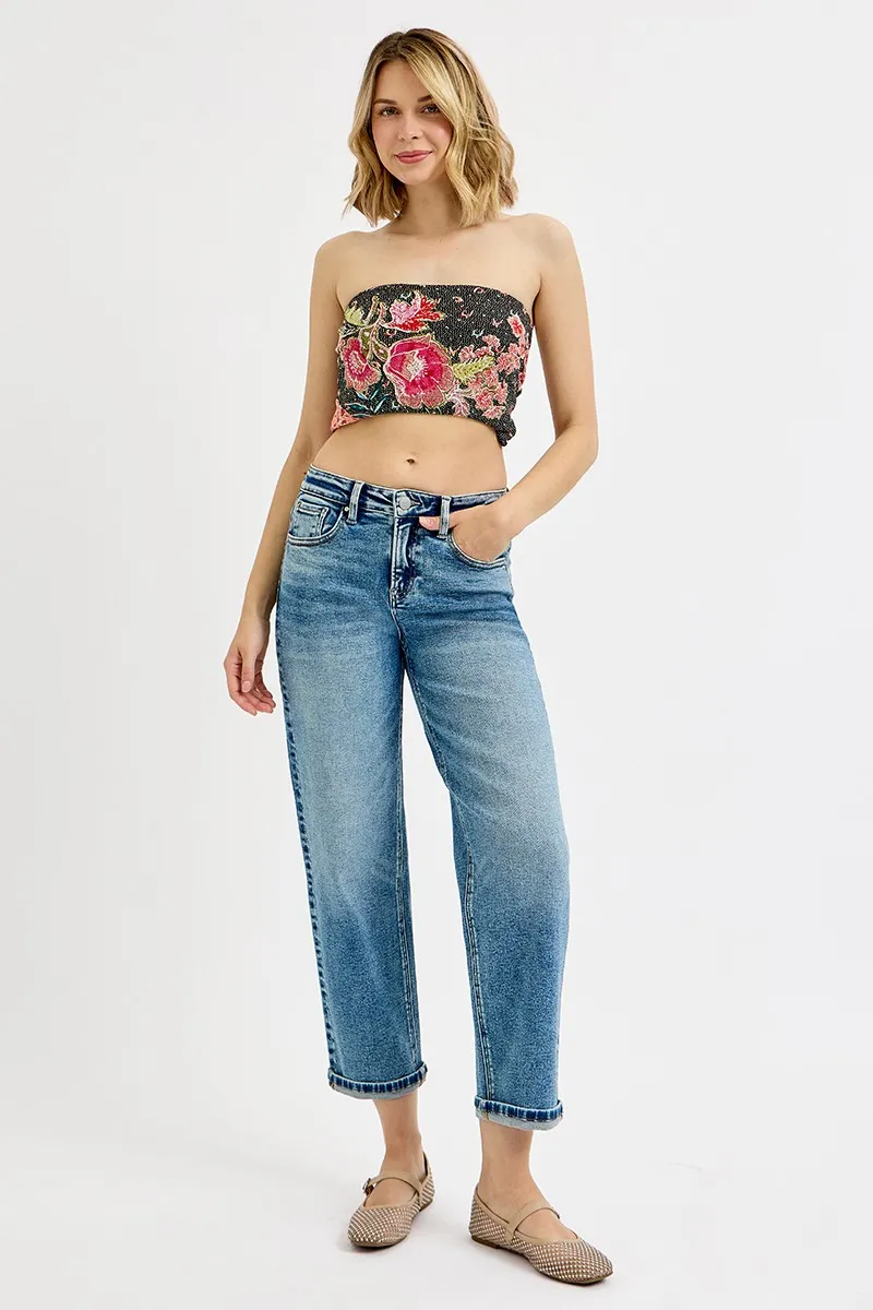 RISEN Full Size High Rise Crop Boyfriend Jeans Plus Size - Image 6
