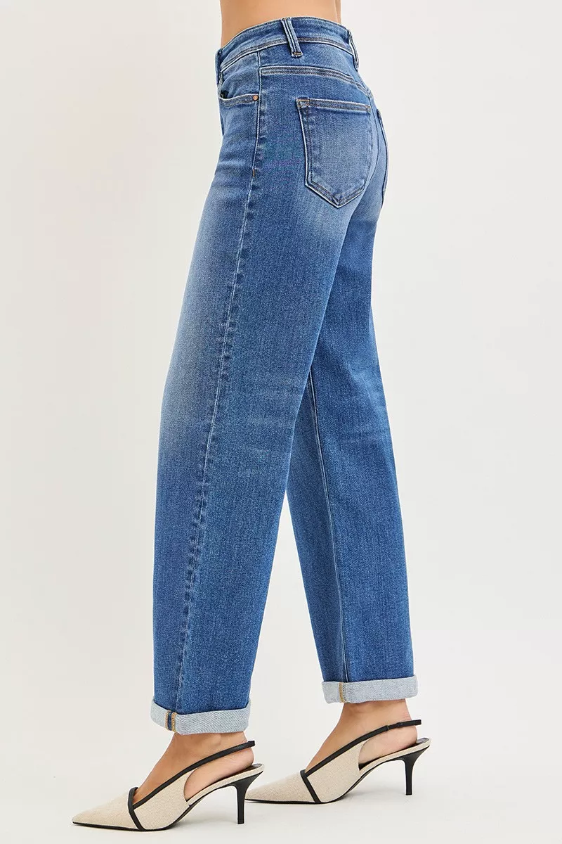 RISEN Full Size High Rise Relaxed Fit Ankle Straight Cuff Jeans Plus Size - Image 4