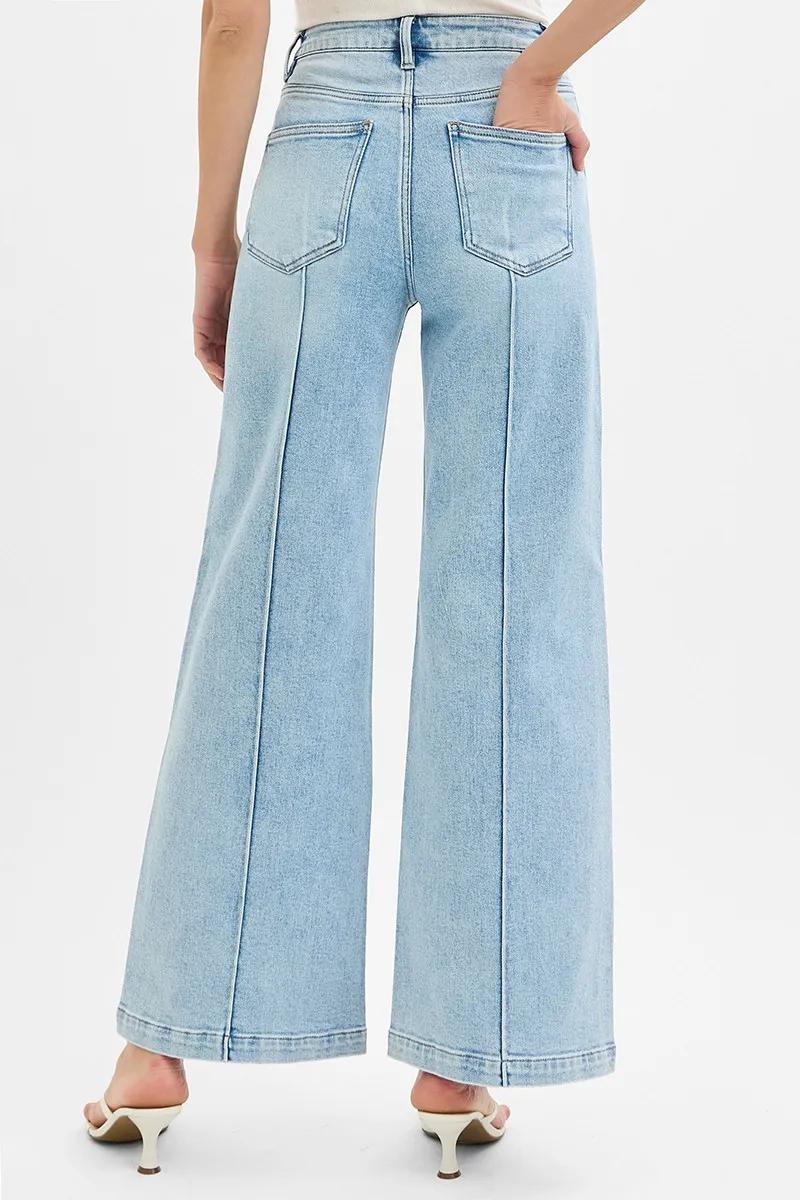 RISEN Full Size High Waist Wide Leg Pintuck Detailed Plus Size - Image 5