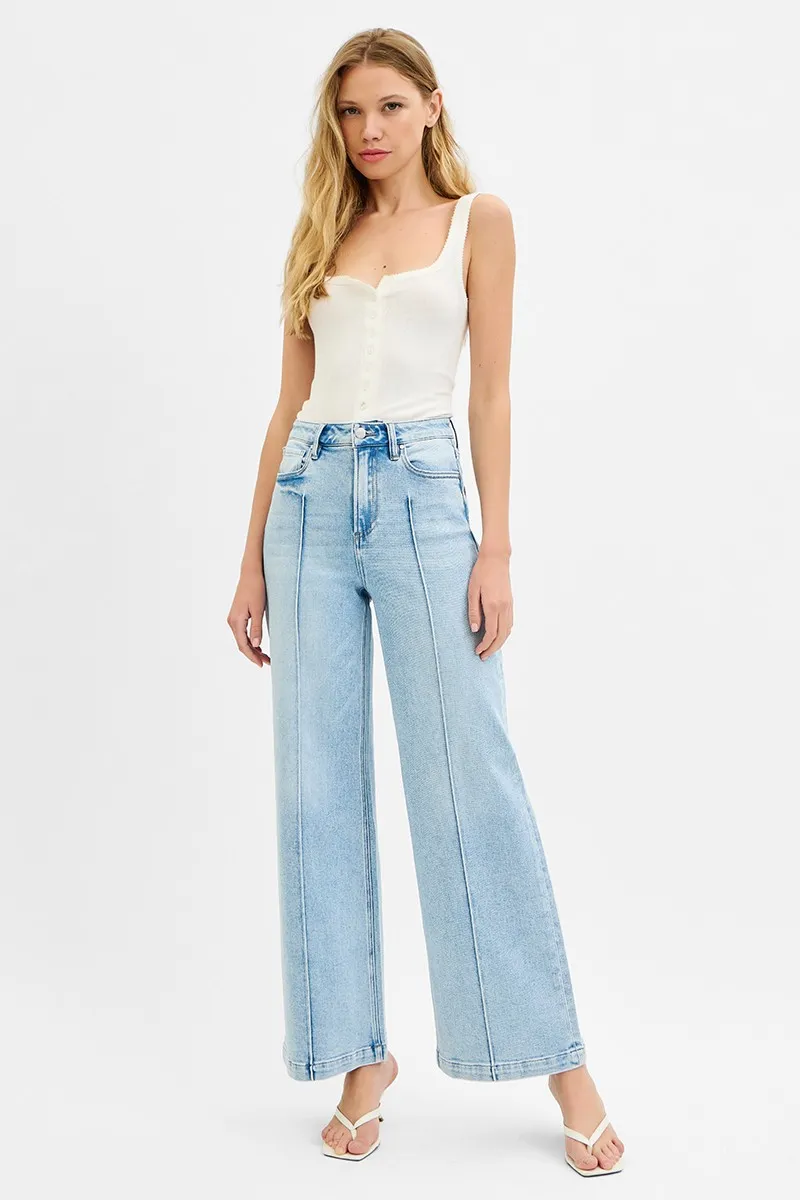 RISEN Full Size High Waist Wide Leg Pintuck Detailed Plus Size - Image 6
