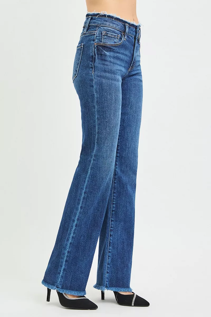 RISEN Full Size Mid Rise Bootcut Frayed Waistband Hem Detail Jeans Plus Size - Image 4