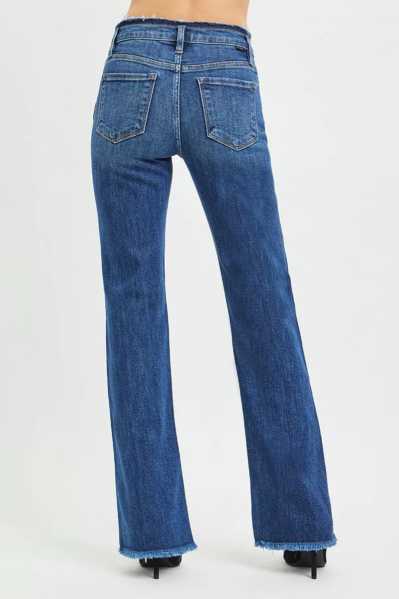 RISEN Full Size Mid Rise Bootcut Frayed Waistband Hem Detail Jeans Plus Size - Image 5