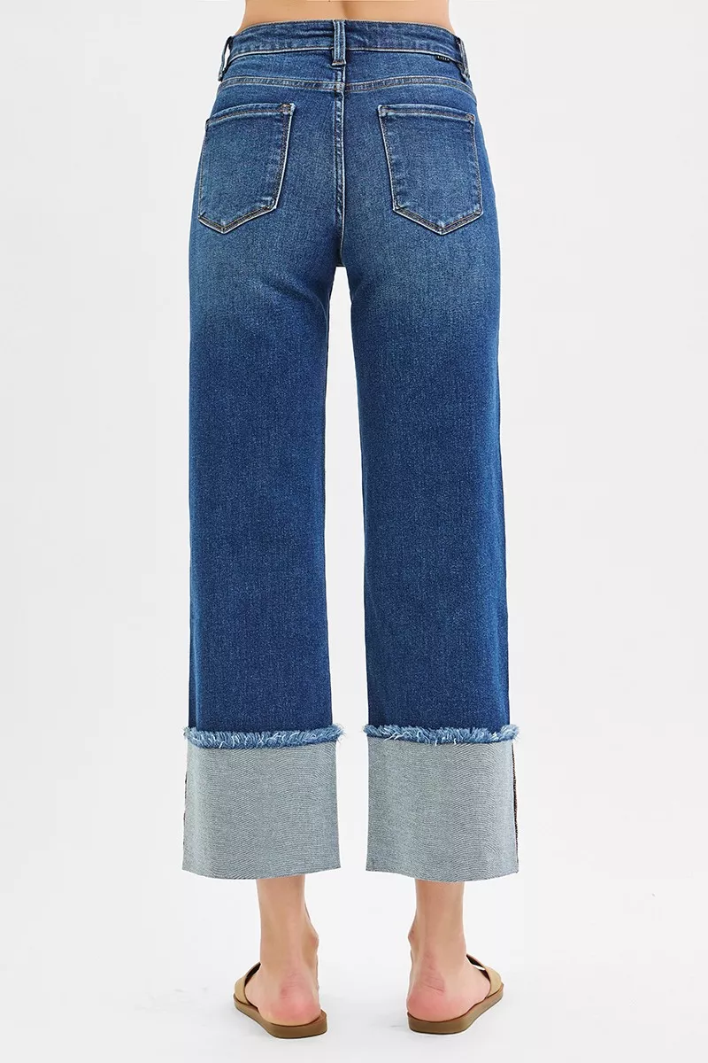 RISEN Full Size Mid Rise Crop Wide Wide Cuffed Jeans Plus Size - Image 5