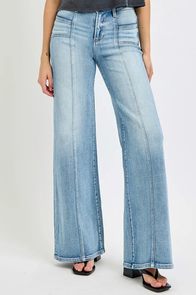 RISEN Full Size Mid Rise Wide Jeans with Front Patch Pocket Plus Size - Image 2