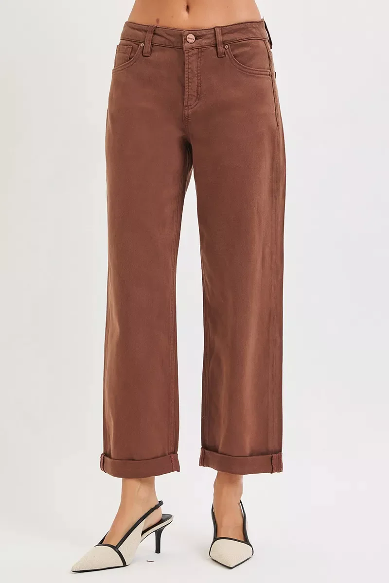 RISEN Full Size Tummy Control Mid Rise Ankle Barrel Baggy Plus Size - Image 2