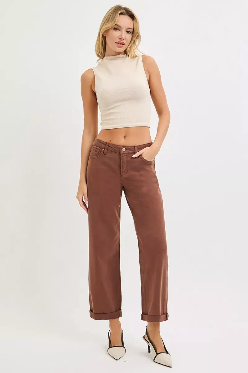 RISEN Full Size Tummy Control Mid Rise Ankle Barrel Baggy Plus Size - Image 6