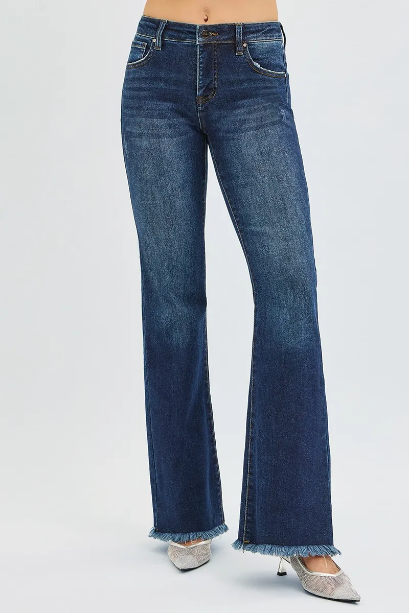 RISEN Full Size Tummy Control Mid Rise Flare Jeans Plus Size - Image 3