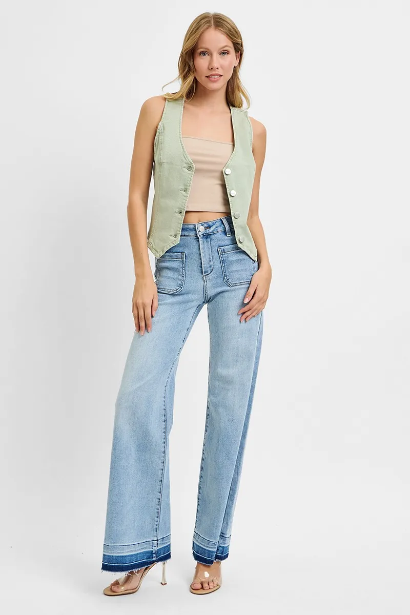 RISEN Full Size V Neck Button Down Vest Plus Size - Image 6