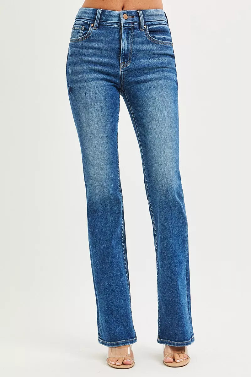 RISEN High Rise Bootcut Jeans With Distressed Details - Image 3