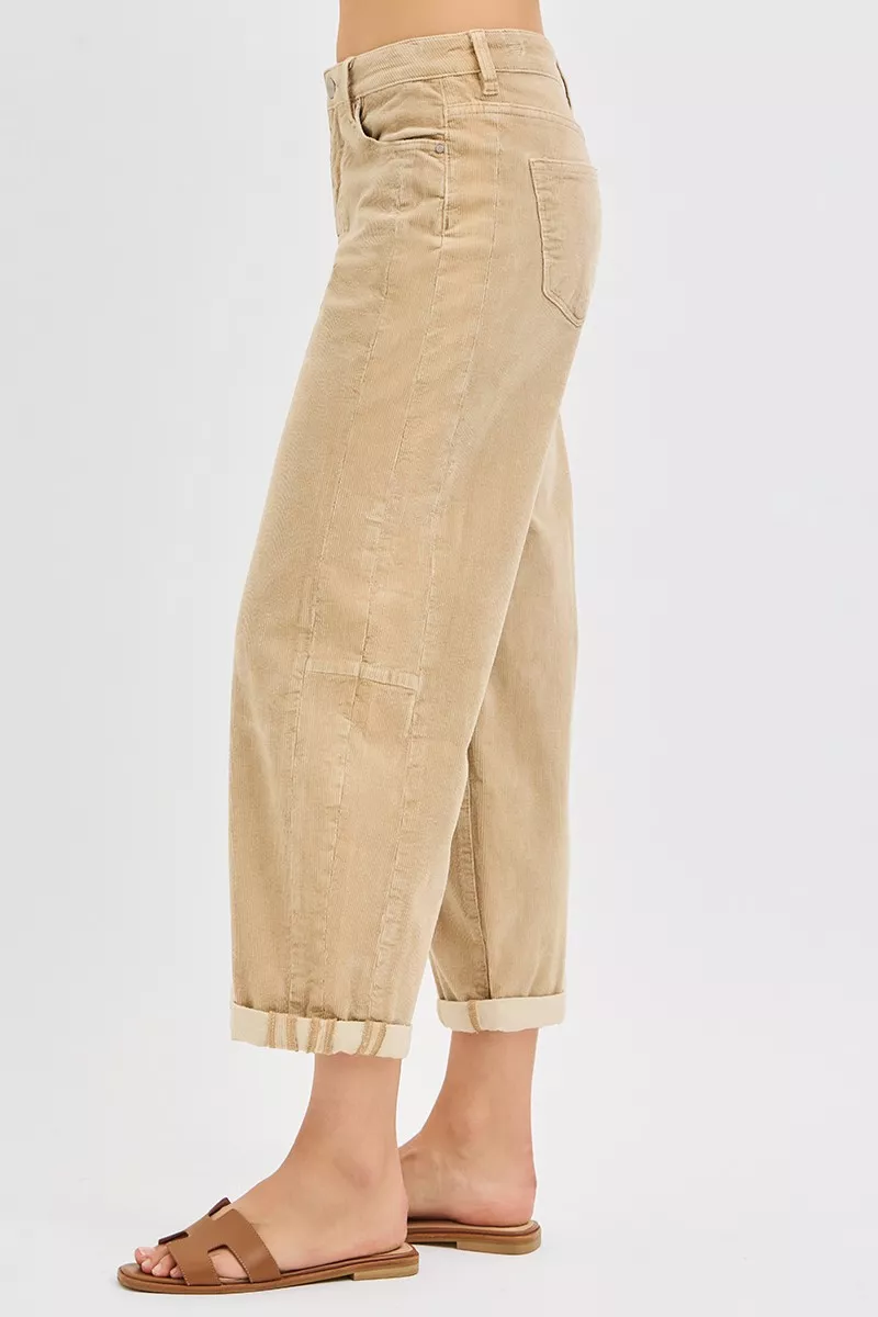 RISEN High Rise Crop Barrel Cordurory Pants - Image 4