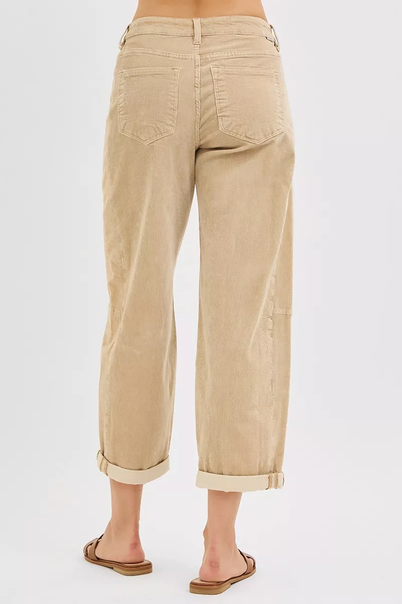 RISEN High Rise Crop Barrel Cordurory Pants - Image 5