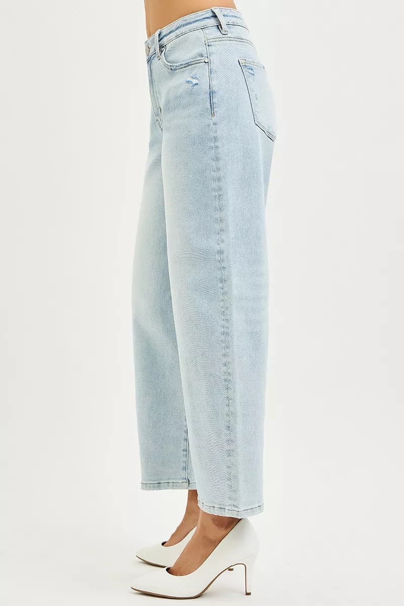 RISEN High Rise Crop Barrel Jeans - Image 4