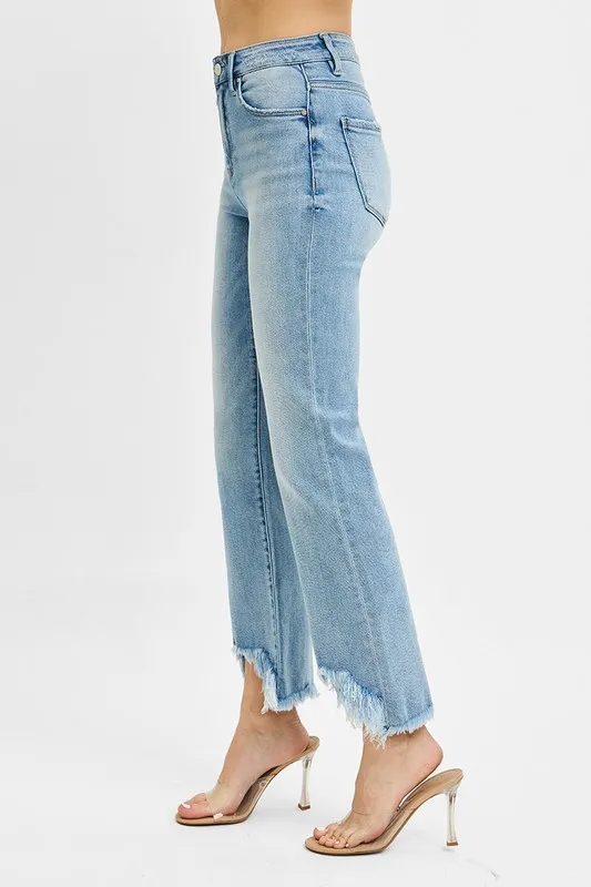 RISEN High Rise Crop Bootcut Fray Hem Jeans - Image 4