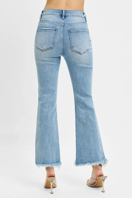 RISEN High Rise Crop Bootcut Fray Hem Jeans - Image 5