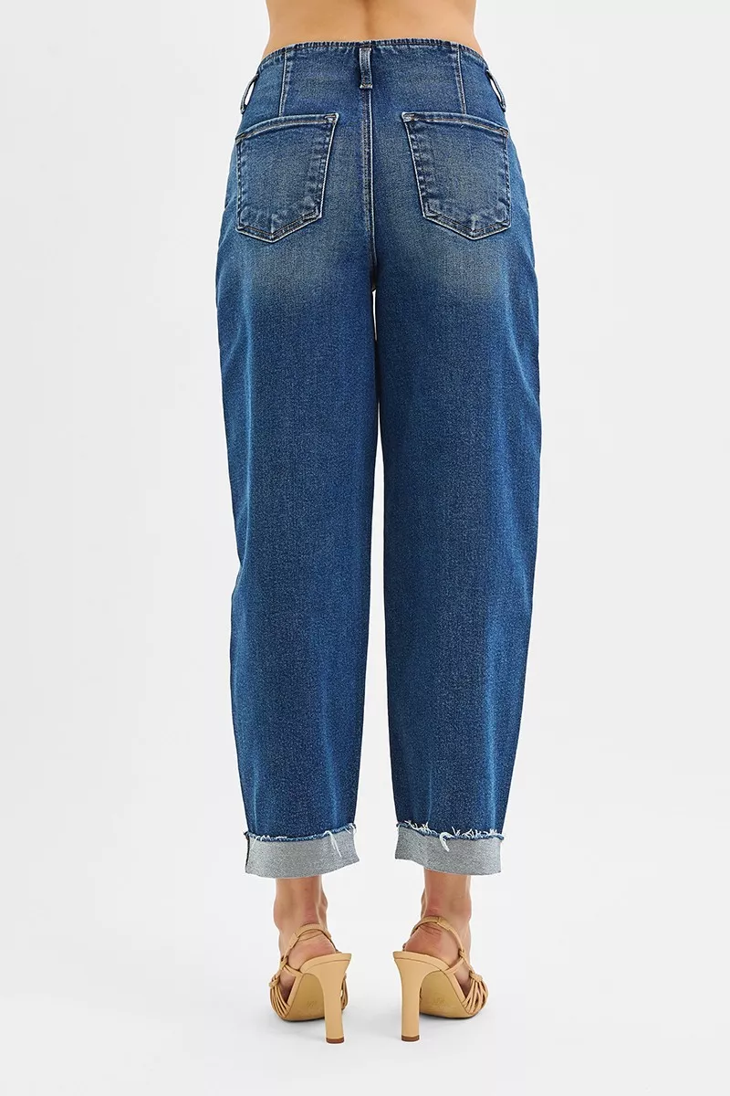 RISEN High Rise Fit Barrel Cuffed Jeans - Image 5