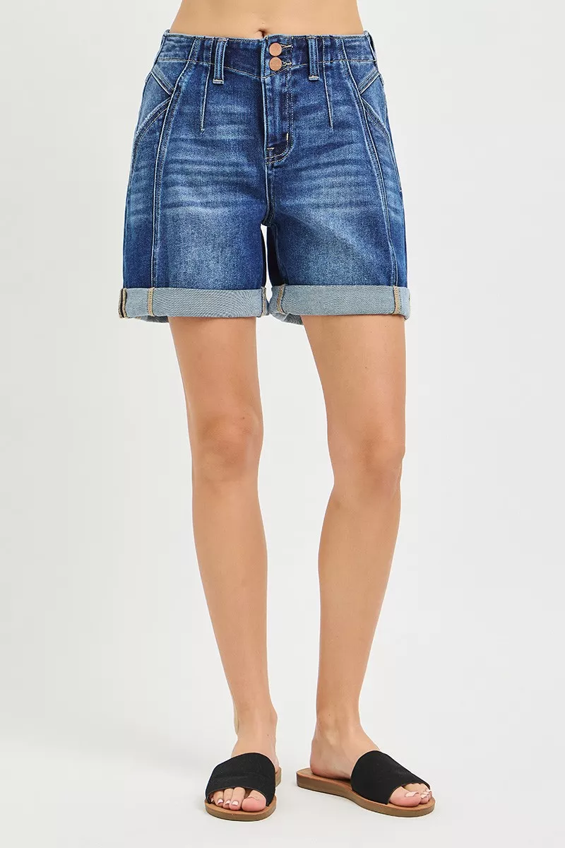 RISEN High Rise Seamed Roll Up Shorts - Image 5