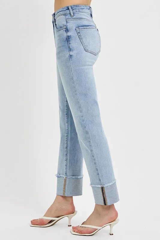RISEN High Rise Straight Cuffed Relaxed Jeans - Image 4