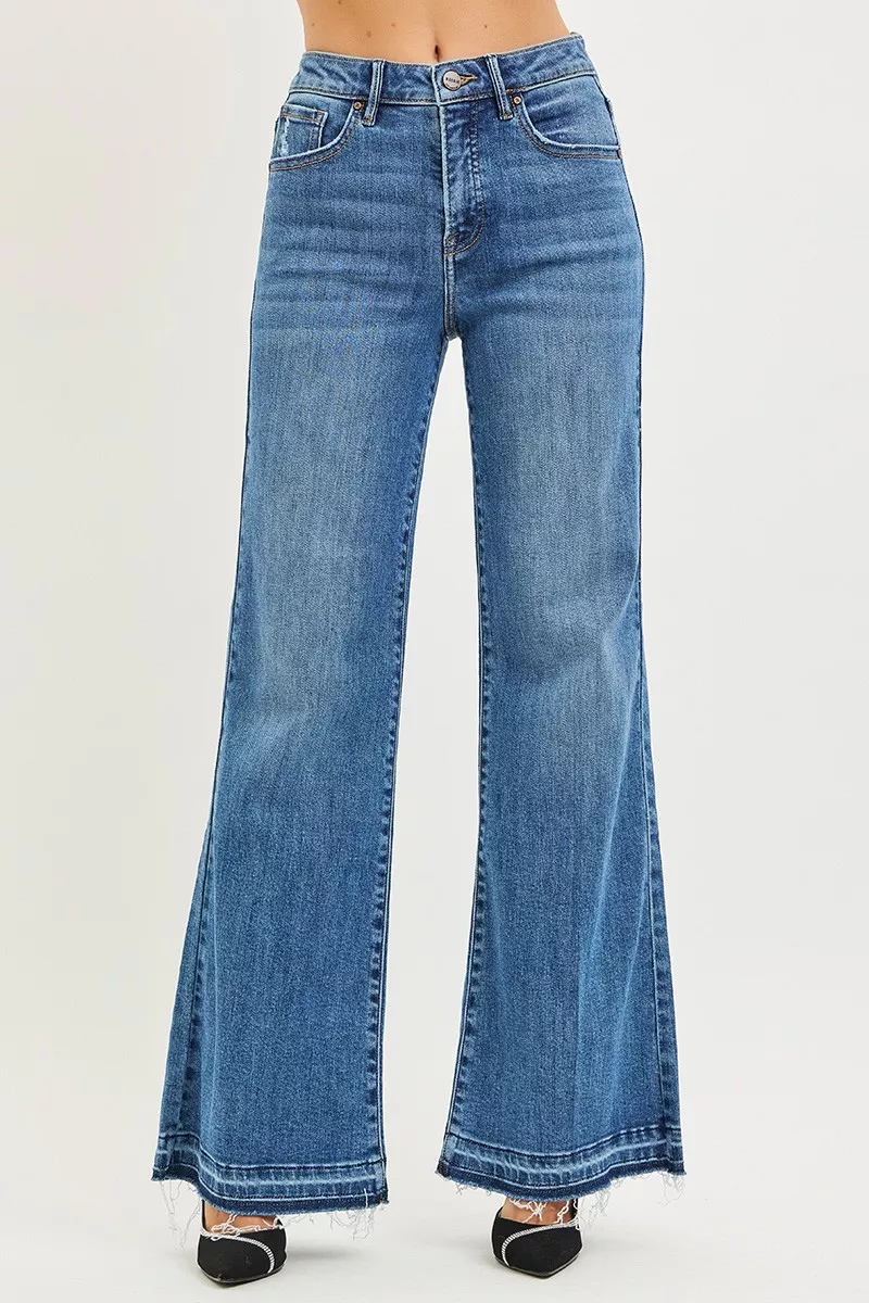 RISEN High Rise Wide Leg Jeans With Released Hem - Image 3