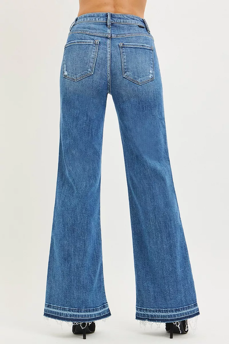 RISEN High Rise Wide Leg Jeans With Released Hem - Image 5