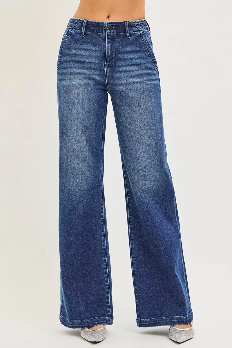 RISEN High Rise Wide Leg Slanted Pocket Jeans - Image 2