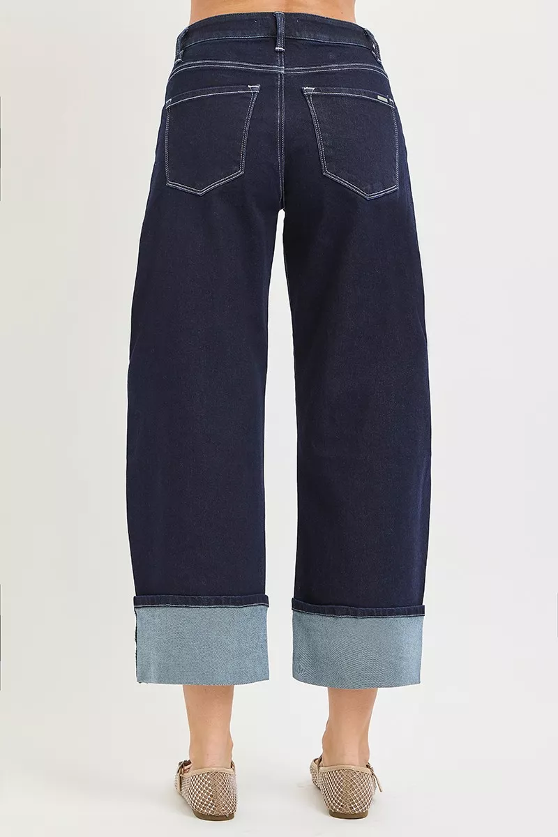 RISEN Slouchy Crop Barrel Cuffed Hem Jeans - Image 3