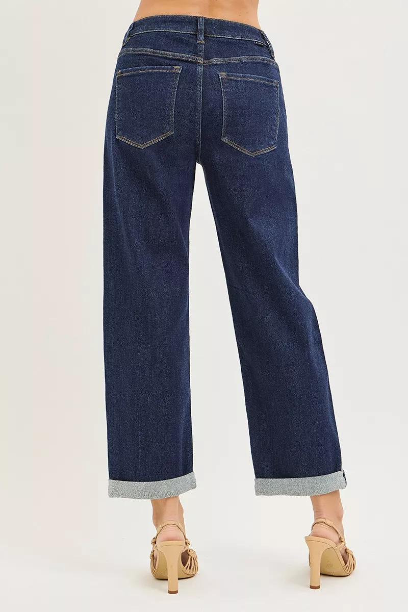 RISEN Slouchy Cropped Boyfriend Jeans With Cuffed Hem - Image 5