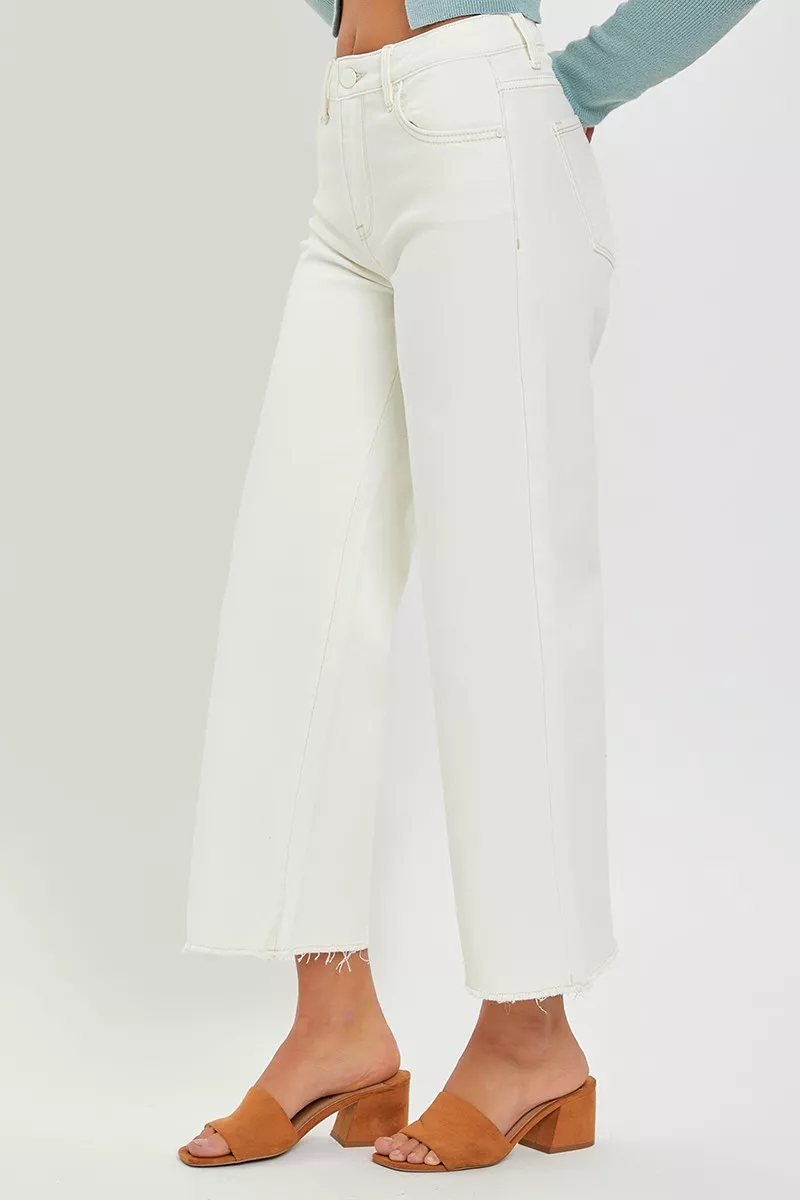 RISEN Tummy Control High Rise Crop Wide Jeans - Image 3