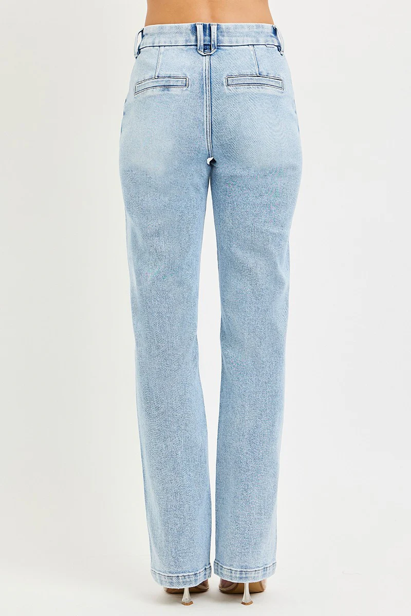 RISEN Tummy Control High Rise Straight Pin Tuck Jeans - Image 5