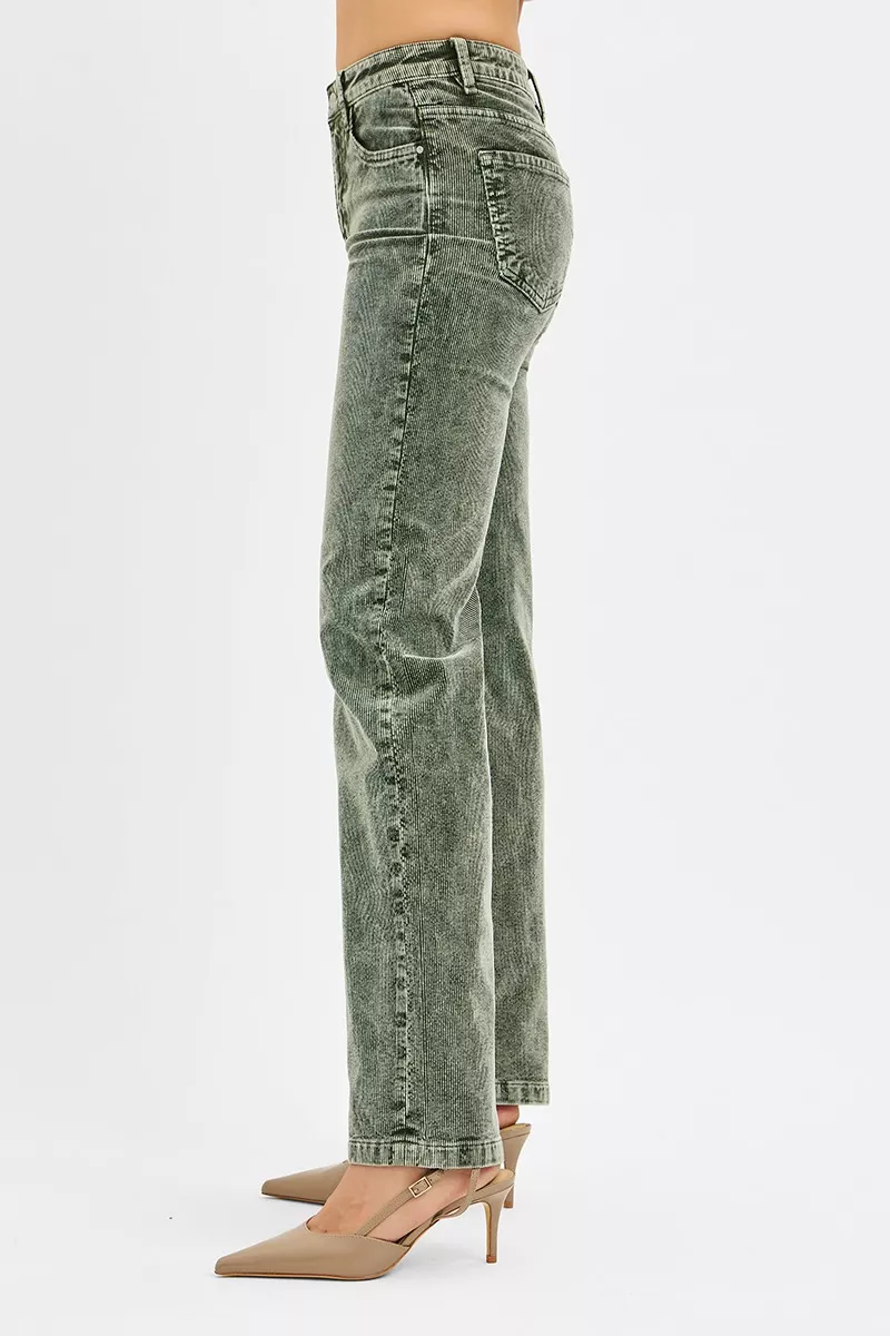 RISEN Tummy Control Mid Rise Straight Leg Corduroy Pants - Image 4