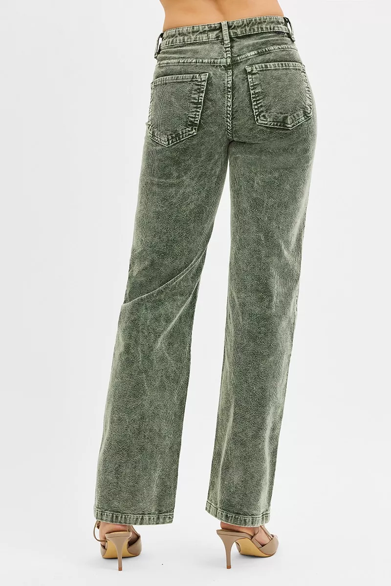 RISEN Tummy Control Mid Rise Straight Leg Corduroy Pants - Image 5