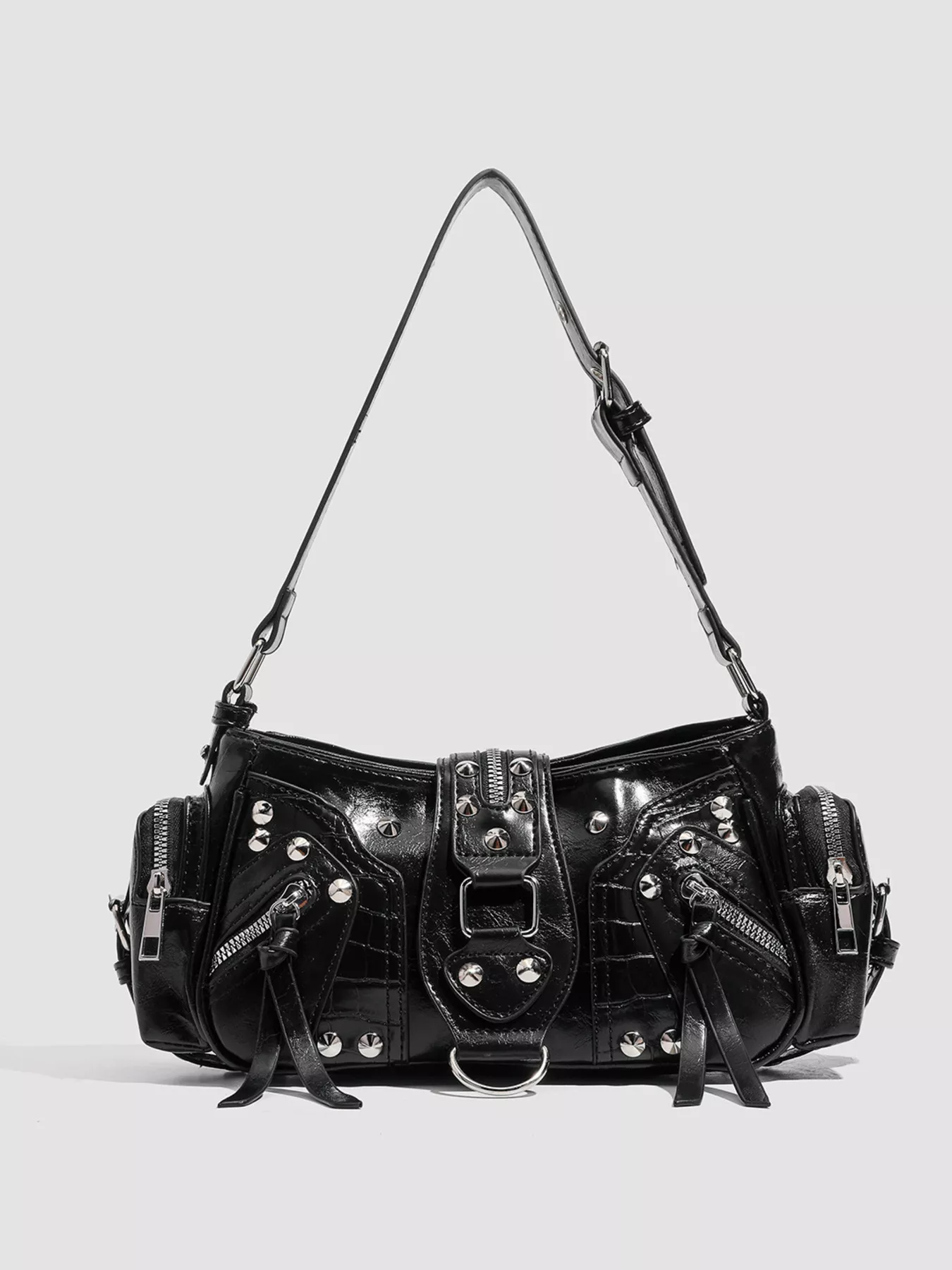 Rivet Embellished Shoulder Bag