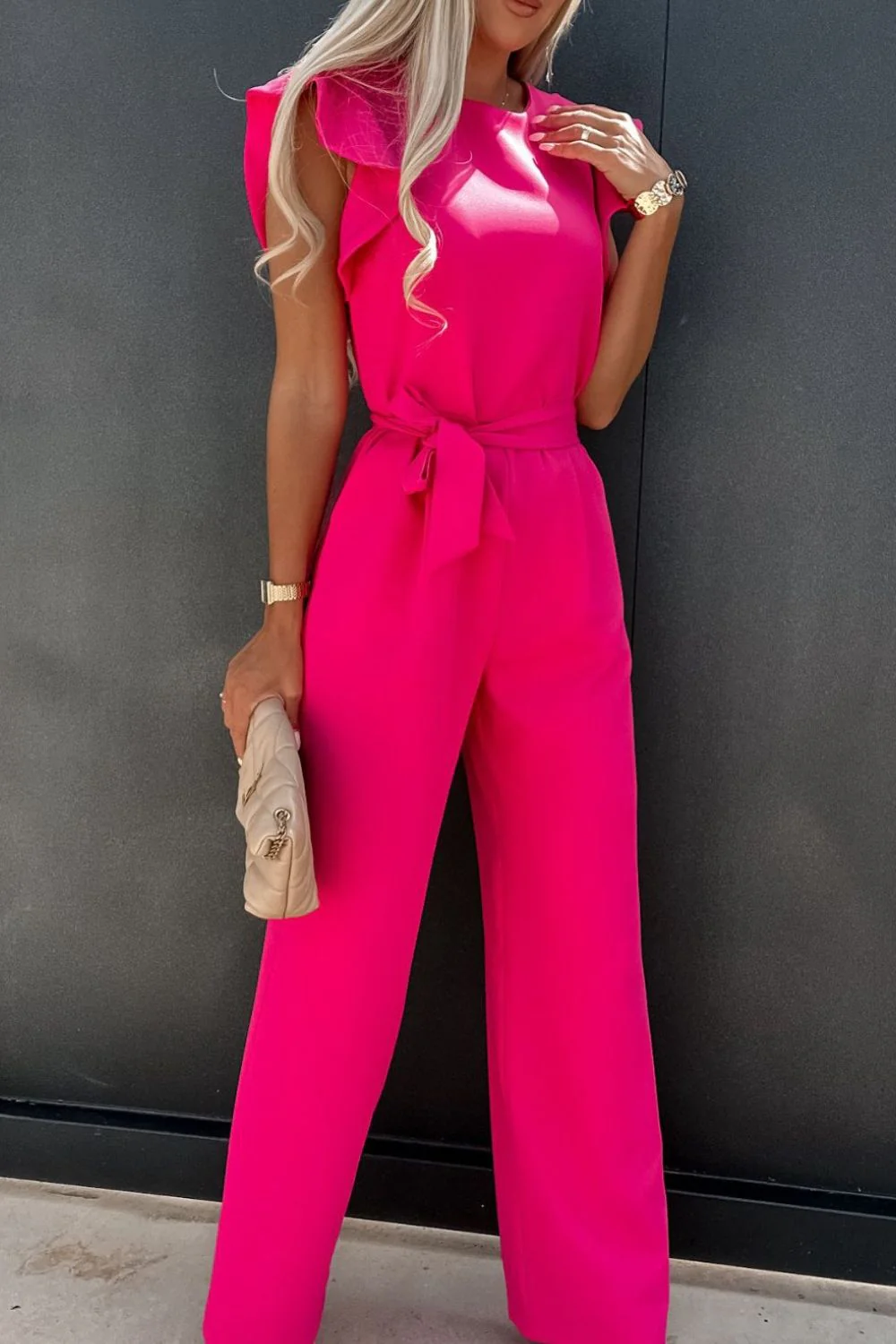 Round Neck Cap Sleeve Jumpsuit - Image 13