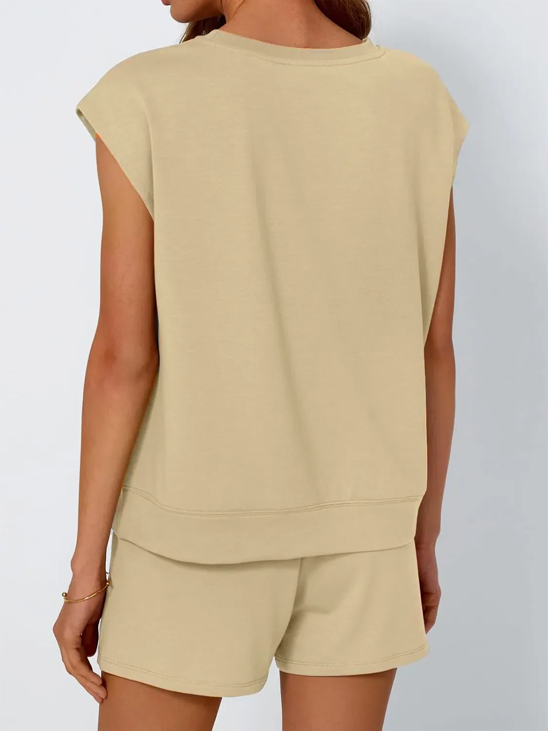 Round Neck Cap Sleeve Top and Shorts Set - Image 11