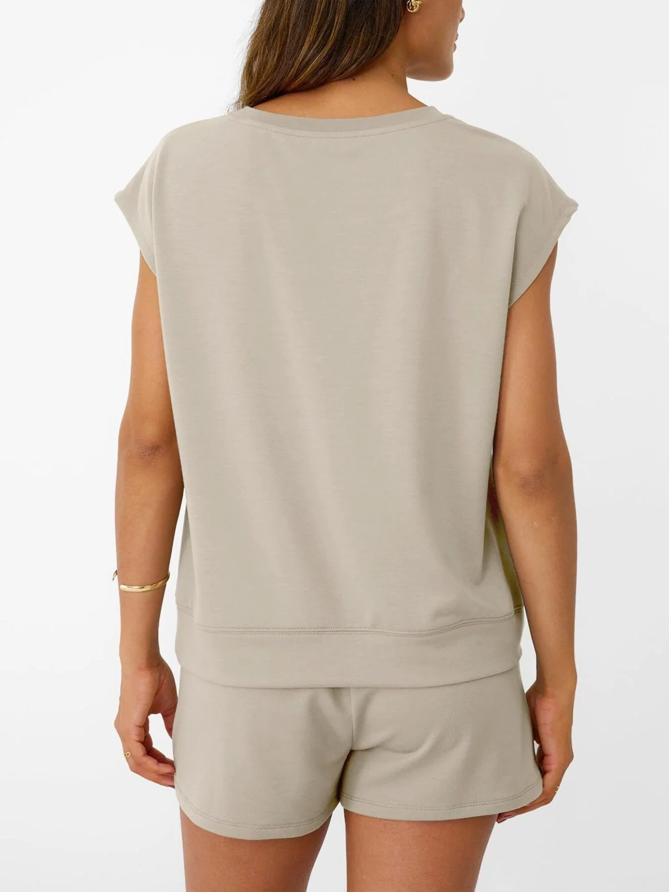 Round Neck Cap Sleeve Top and Shorts Set - Image 4