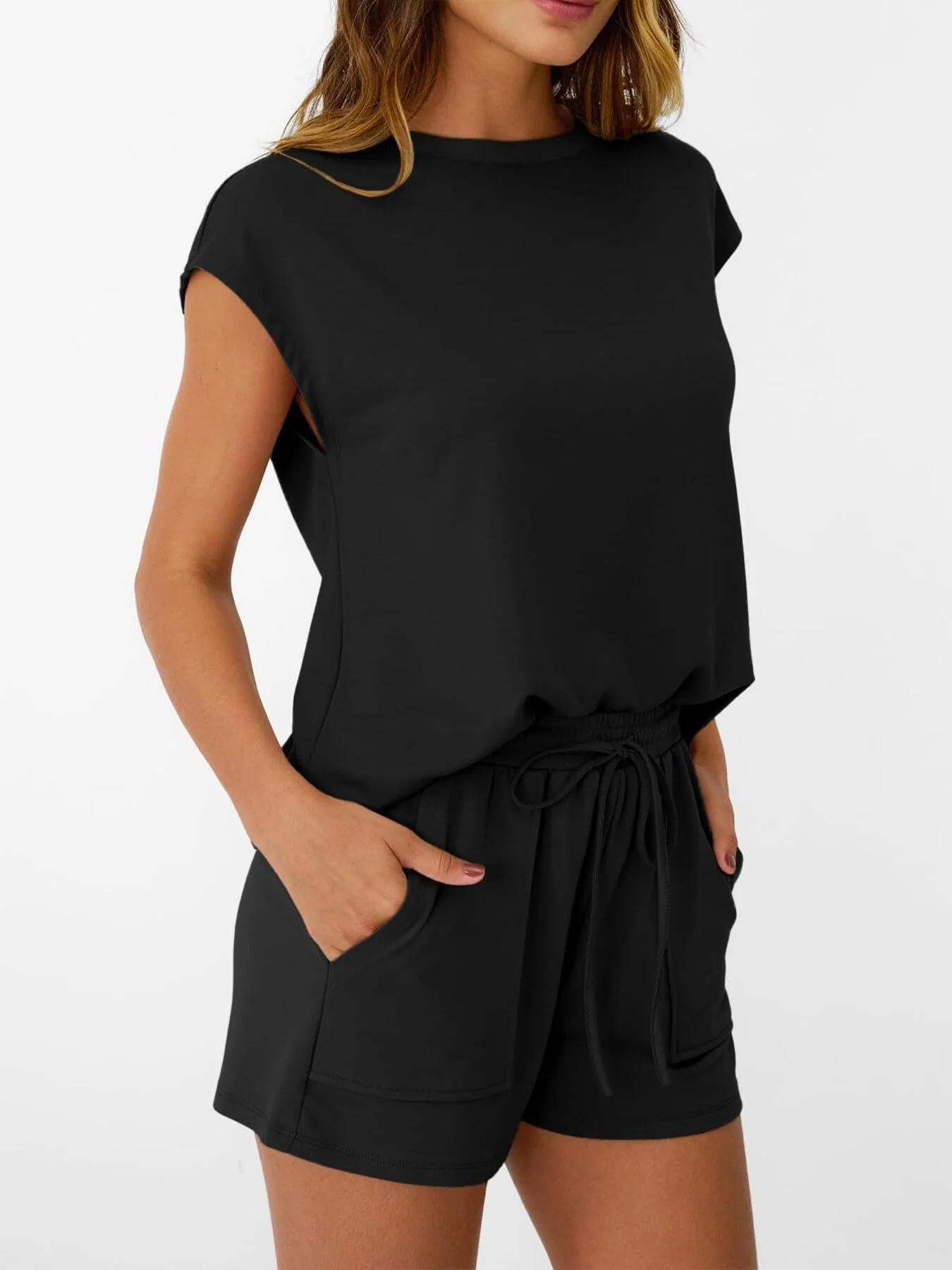 Round Neck Cap Sleeve Top and Shorts Set - Image 8