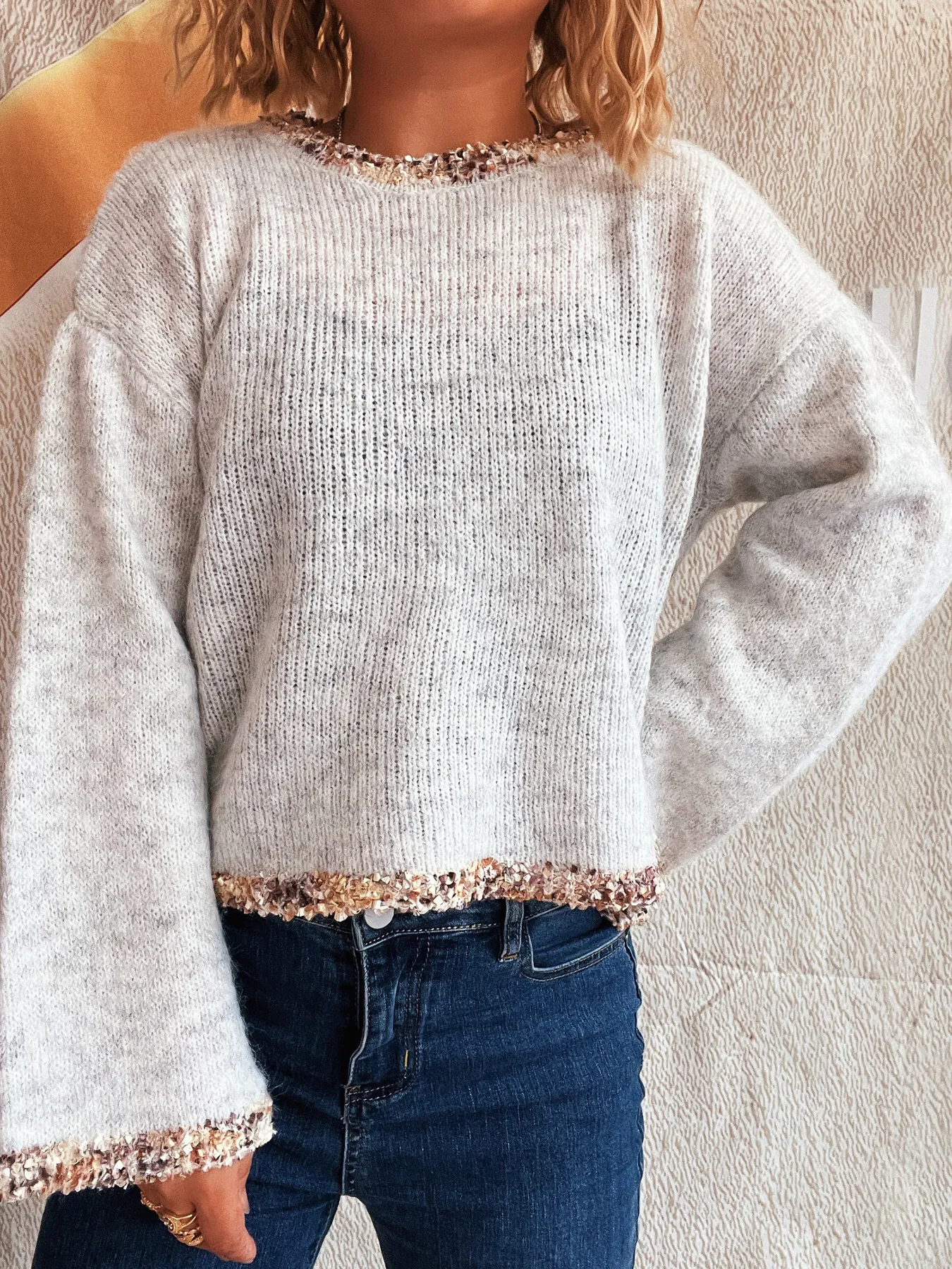 Round Neck Cropped Sweater - Image 6