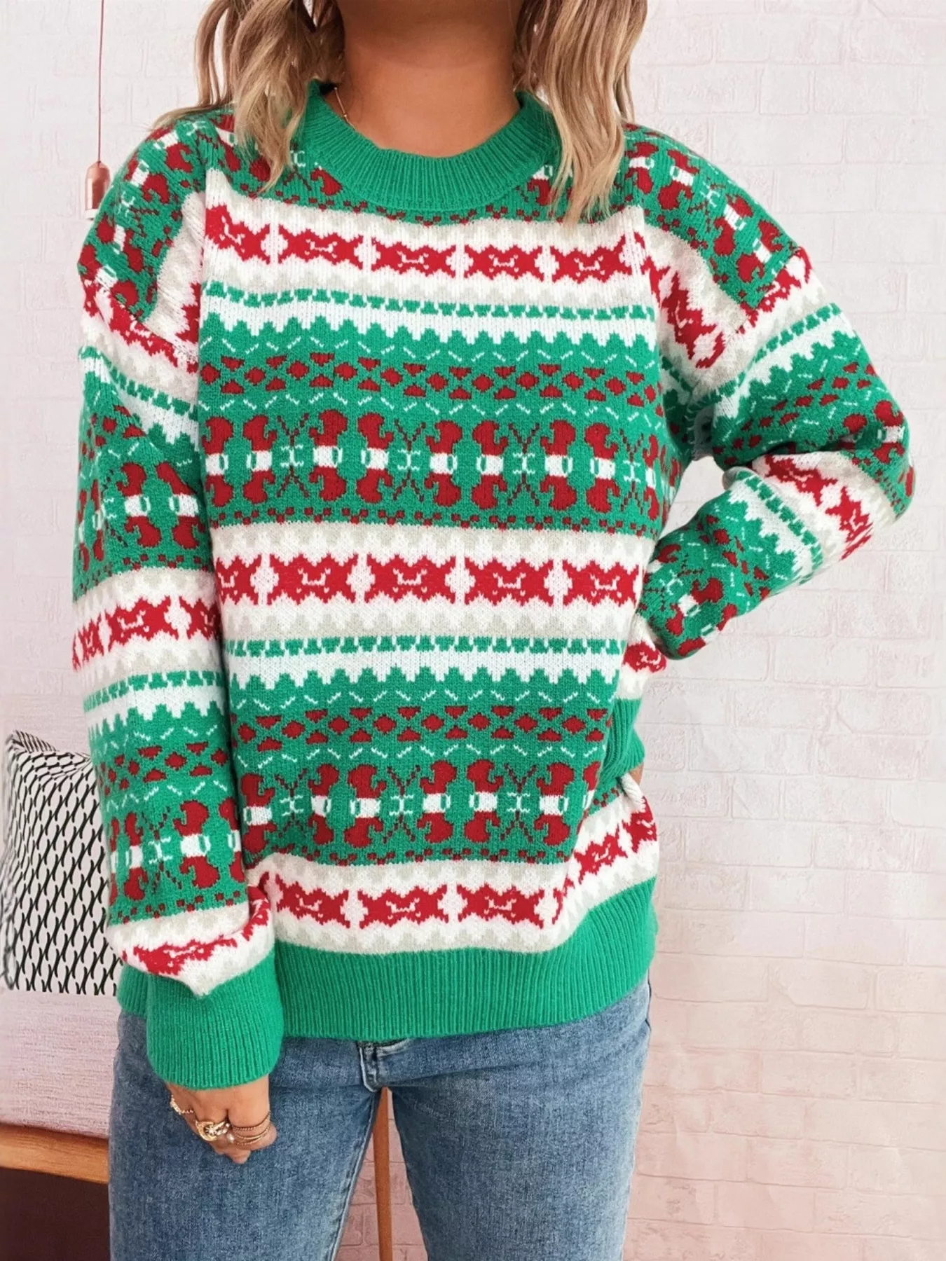 Round Neck Dropped Shoulder Sweater - Image 4