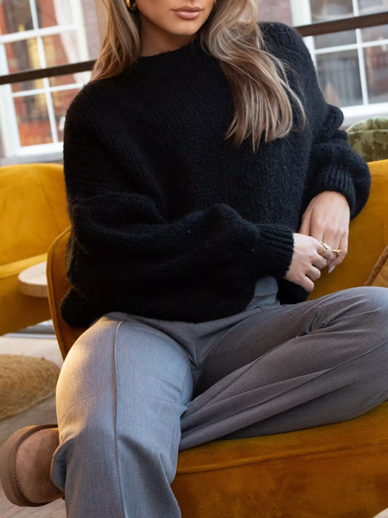 Round Neck Dropped Shoulder Sweater - Image 14