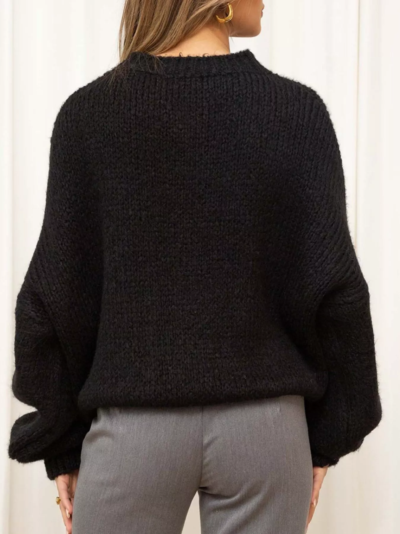 Round Neck Dropped Shoulder Sweater - Image 15