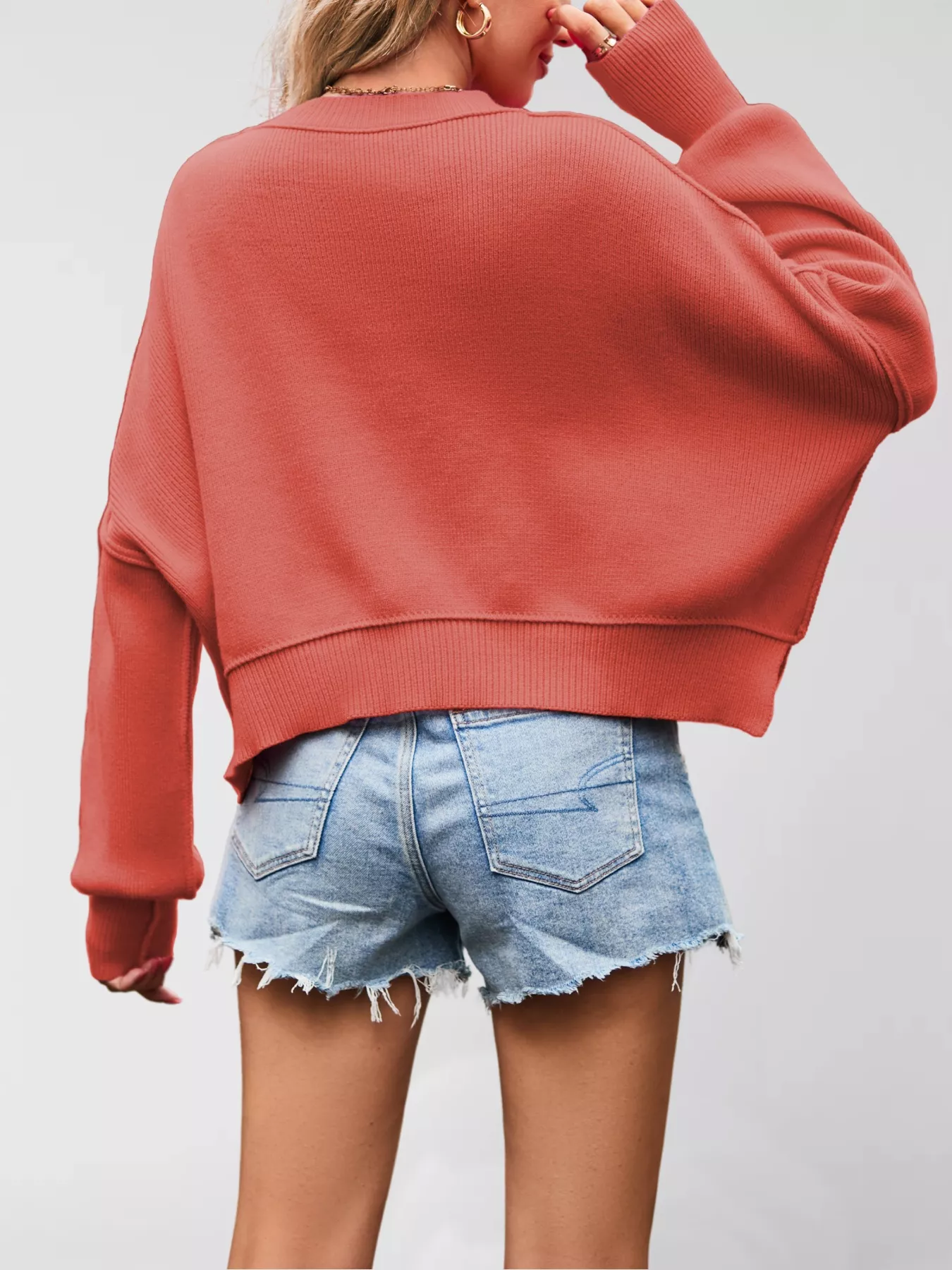 Round Neck Dropped Shoulder Sweater - Image 24