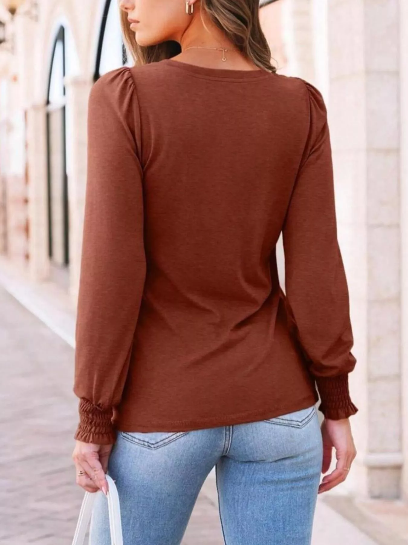 Round Neck Lantern Sleeve Top - Image 4